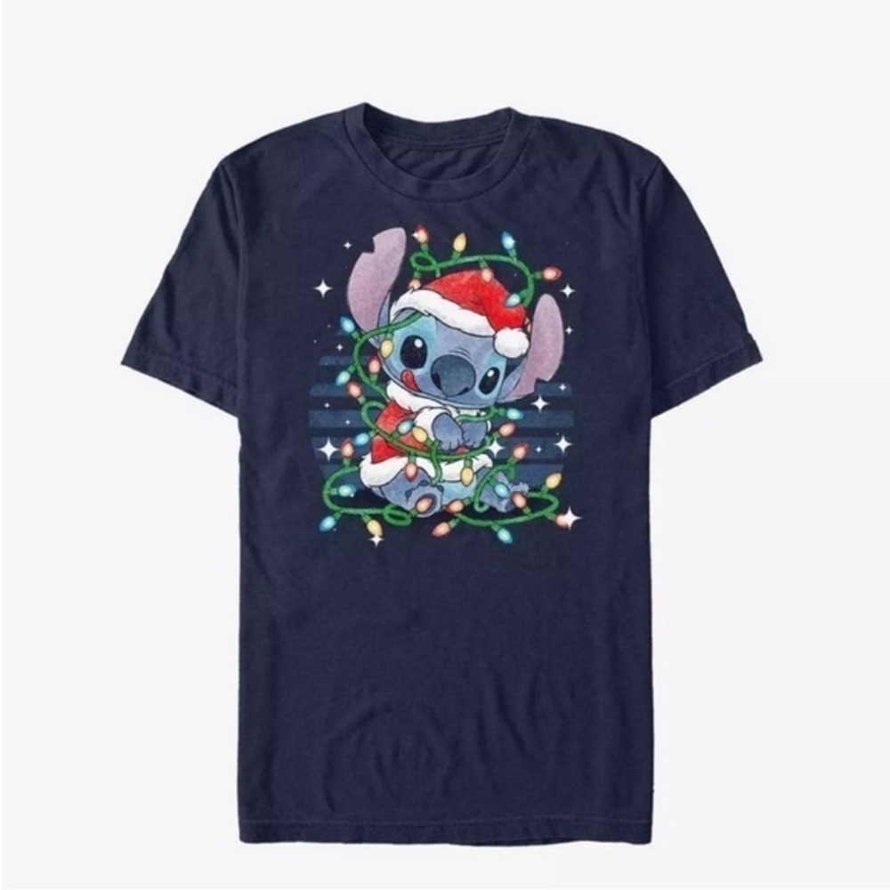 Heather Blue Disney Lilo and stitch T-Shirt with Holiday Character Design